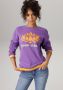 Aniston CASUAL Sweatshirt Print op voorkant met abstracte waterlelie en tekst - Thumbnail 1