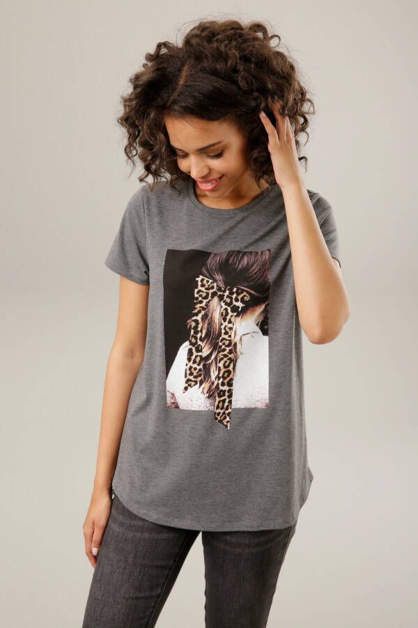 Aniston CASUAL T-shirt met glitterprint op de voorkant
