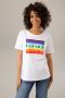 Aniston CASUAL T-shirt Opdruk op voorkant met regenboog en PEACE print - Thumbnail 1