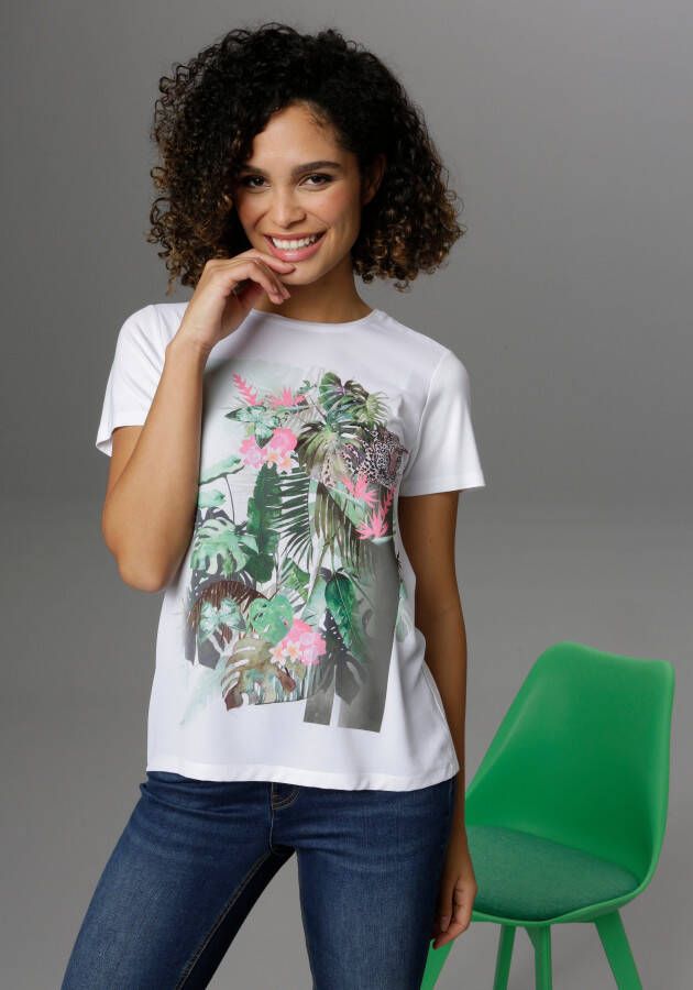 Aniston CASUAL T-shirt Frontprint met junglemotief