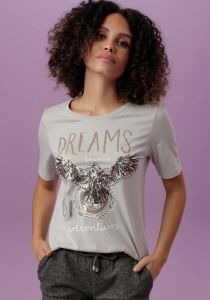 Aniston CASUAL T-shirt Frontprint met pailletten gegarneerde adelaar glanzende folieprint en opschrift NIEUWE COLLECTIE