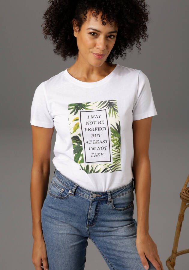 Aniston CASUAL T-shirt Frontprint met statement-opschrift