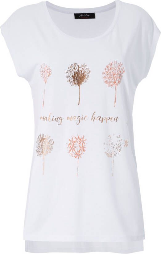 Aniston CASUAL T-shirt met een frontprint gedeeltelijk glinsterende folieprint