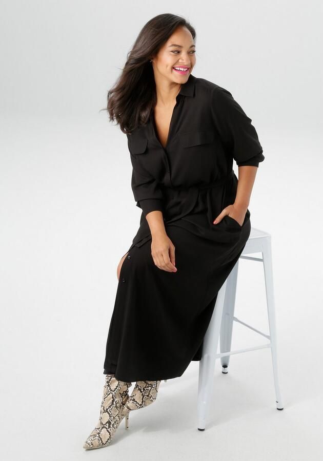 Aniston PLUS Blousejurk doorgeknoopte jurk van soepel vallende viscose nieuwe collectie - Foto 5