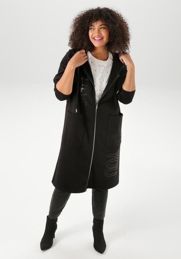 Aniston PLUS Capuchonsweatvest met geweldige ton-sur-ton print nieuwe collectie - Foto 10