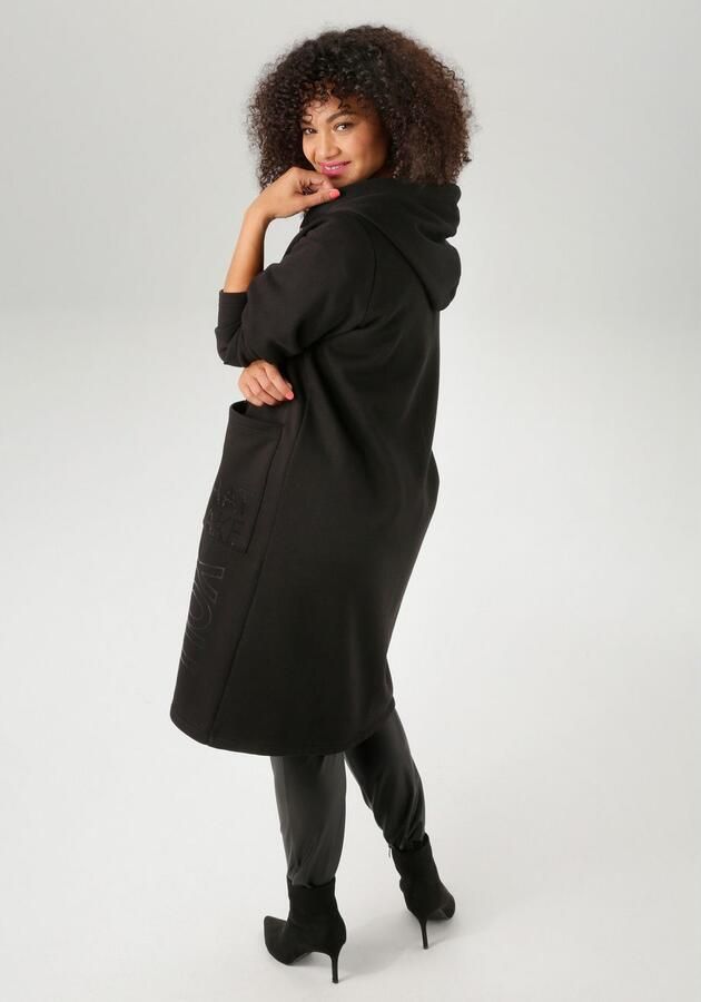 Aniston PLUS Capuchonsweatvest met geweldige ton-sur-ton print nieuwe collectie - Foto 4