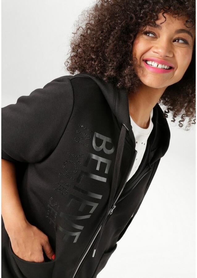 Aniston PLUS Capuchonsweatvest met geweldige ton-sur-ton print nieuwe collectie - Foto 2