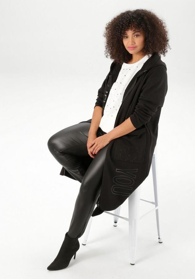 Aniston PLUS Capuchonsweatvest met geweldige ton-sur-ton print nieuwe collectie - Foto 5