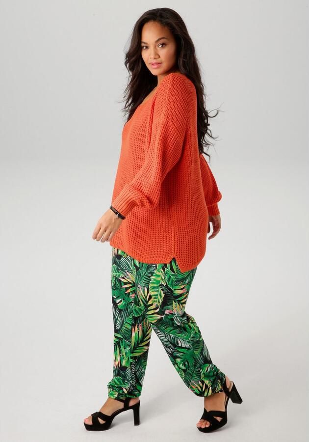 Aniston PLUS Comfortbroek met kleurrijke tropische bladeren bedrukt - Foto 7