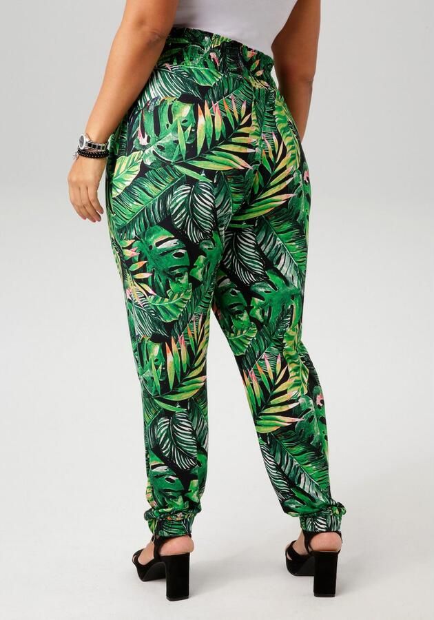 Aniston PLUS Comfortbroek met kleurrijke tropische bladeren bedrukt - Foto 5