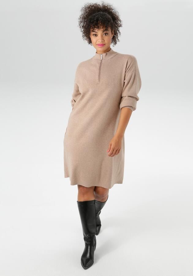 Aniston PLUS Gebreide jurk met staande kraag en ritssluiting nieuwe collectie - Foto 7