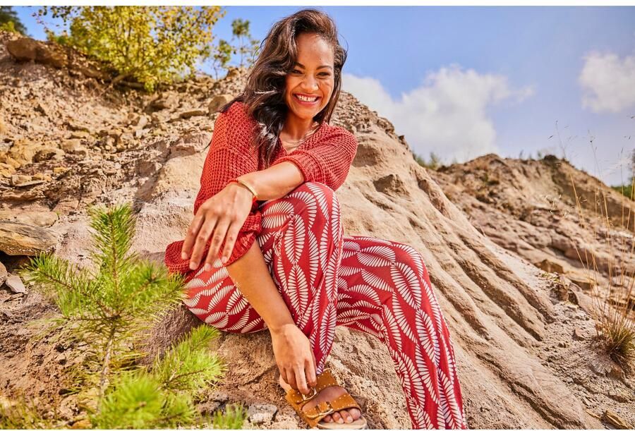 Aniston PLUS Comfortbroek met grafische bladeren bedrukt - Foto 7