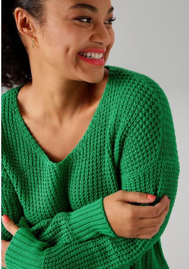 Aniston PLUS Gebreide trui in subtiele ajour-breipatroon - Foto 3