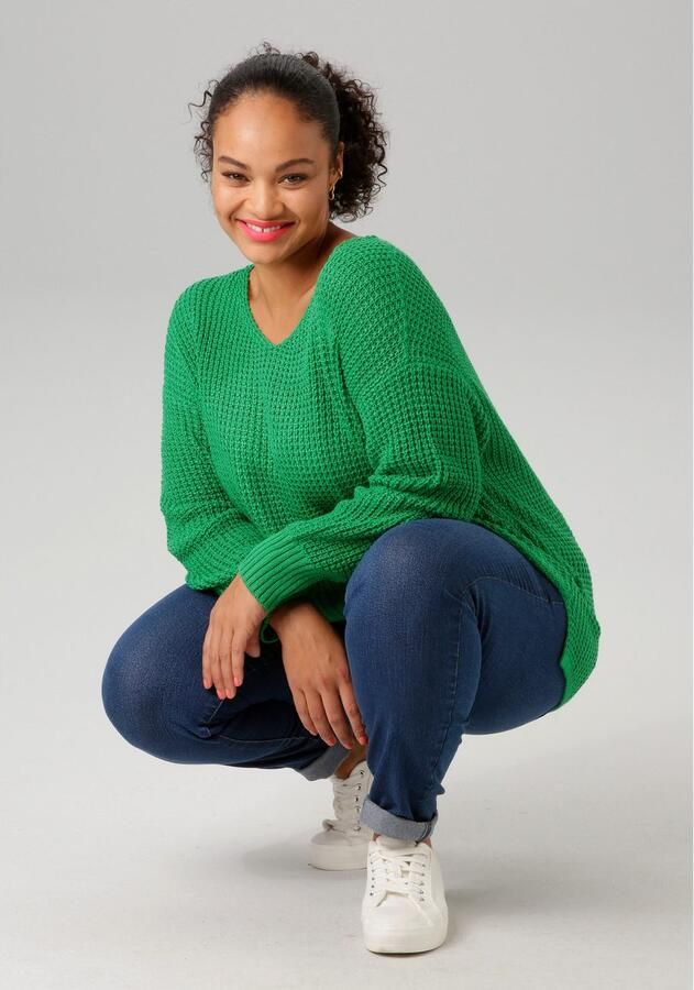 Aniston PLUS Gebreide trui in subtiele ajour-breipatroon - Foto 5