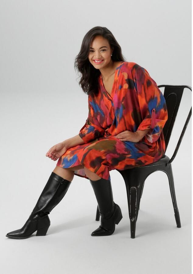 Aniston PLUS Gedessineerde jurk extravagante grafische print nieuwe collectie - Foto 3