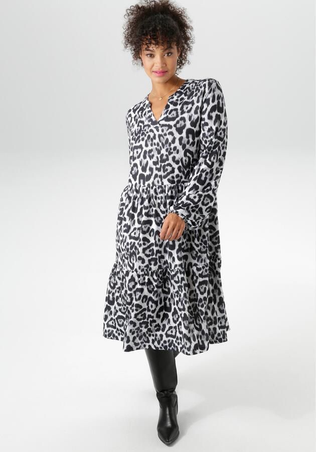 Aniston PLUS Gedessineerde jurk in mooie dierenprint nieuwe collectie - Foto 9