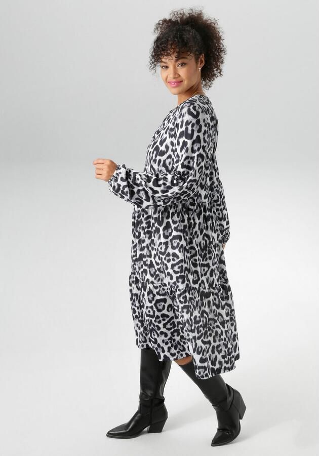 Aniston PLUS Gedessineerde jurk in mooie dierenprint nieuwe collectie - Foto 4
