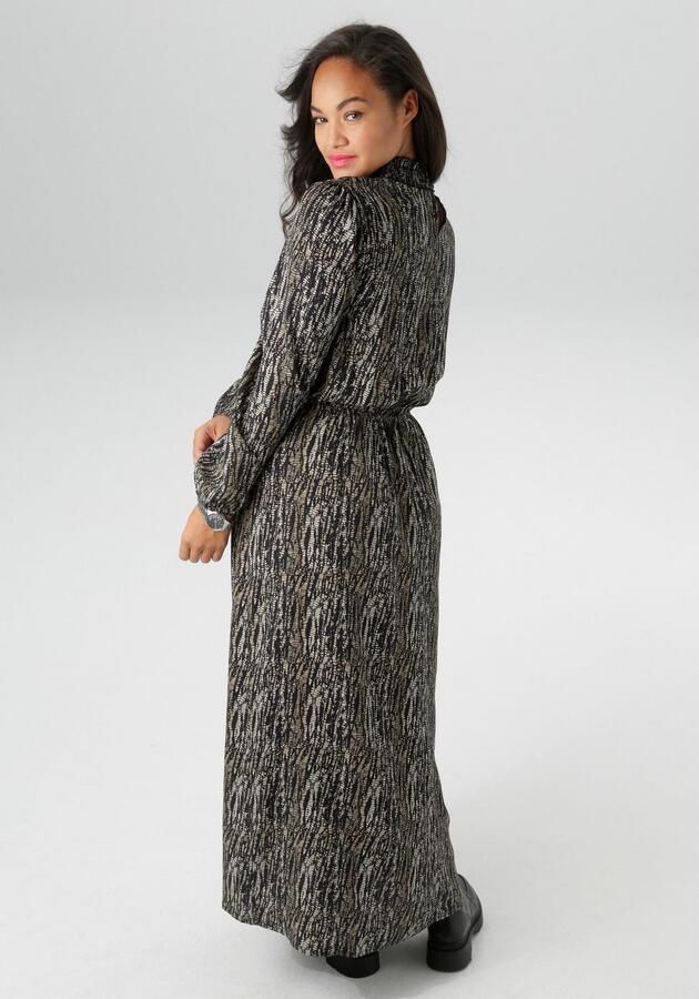 Aniston PLUS Gedessineerde jurk met gesmokte opstaande kraag nieuwe collectie - Foto 4