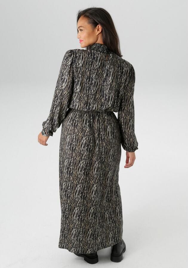 Aniston PLUS Gedessineerde jurk met gesmokte opstaande kraag nieuwe collectie - Foto 5