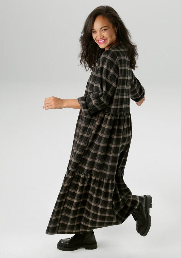 Aniston PLUS Geruite jurk van zacht flanel met ruit nieuwe collectie - Foto 4