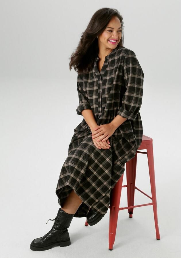 Aniston PLUS Geruite jurk van zacht flanel met ruit nieuwe collectie - Foto 5