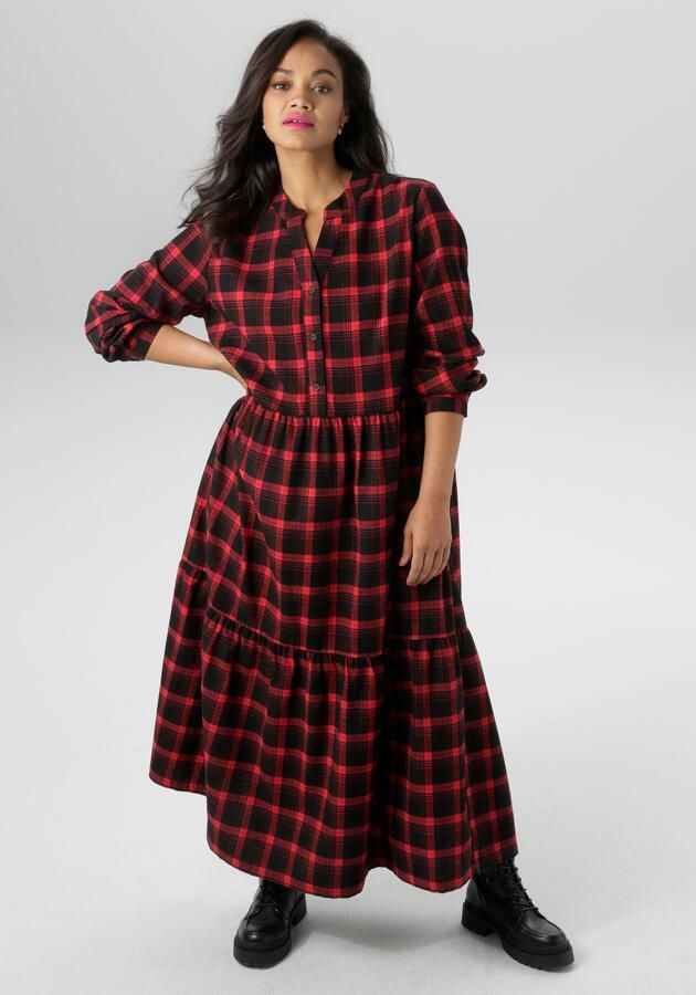 Aniston PLUS Geruite jurk van zacht flanel met ruit nieuwe collectie - Foto 9