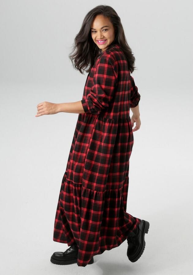 Aniston PLUS Geruite jurk van zacht flanel met ruit nieuwe collectie - Foto 3