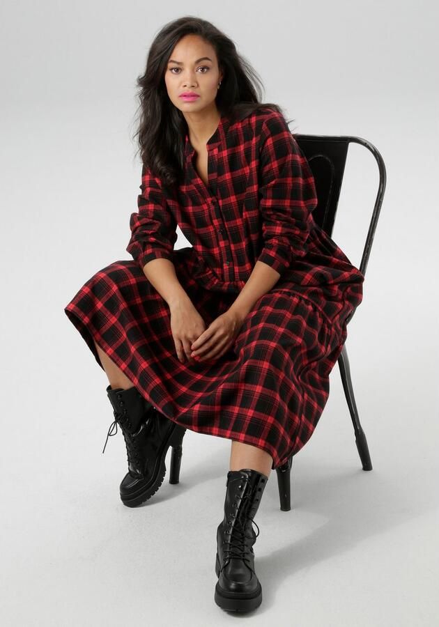 Aniston PLUS Geruite jurk van zacht flanel met ruit nieuwe collectie - Foto 5