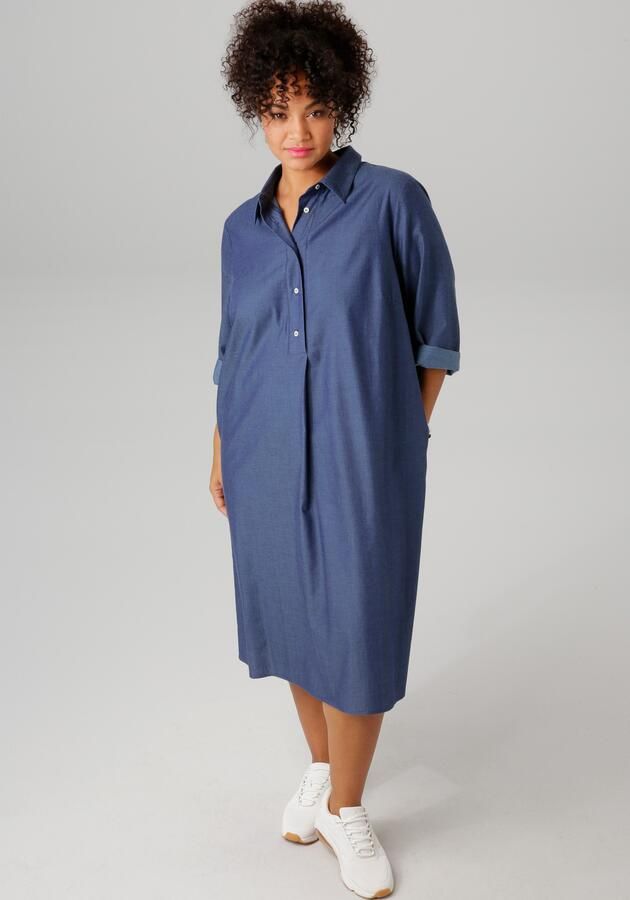 Aniston PLUS Jeans jurk met overhemdkraag - Foto 7