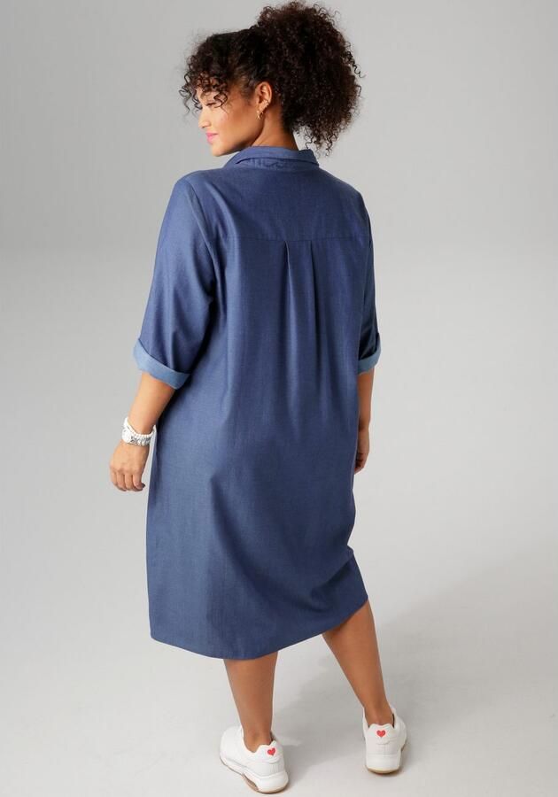 Aniston PLUS Jeans jurk met overhemdkraag - Foto 3