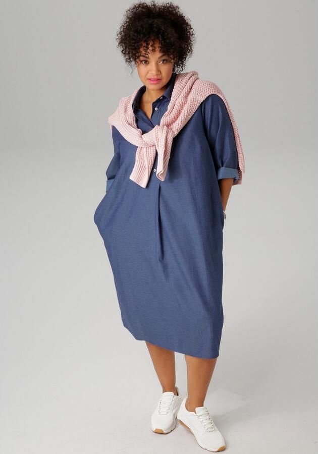 Aniston PLUS Jeans jurk met overhemdkraag - Foto 4