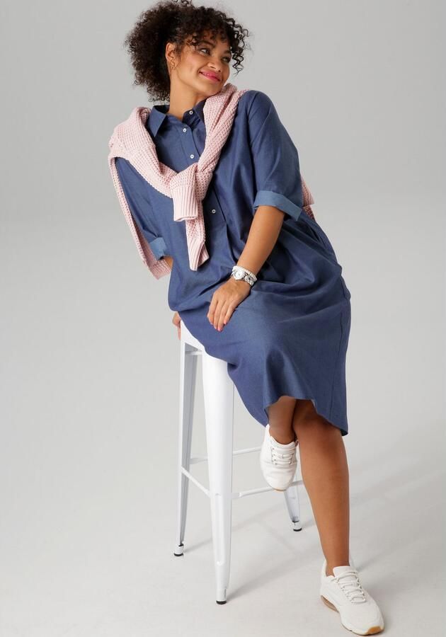 Aniston PLUS Jeans jurk met overhemdkraag - Foto 5