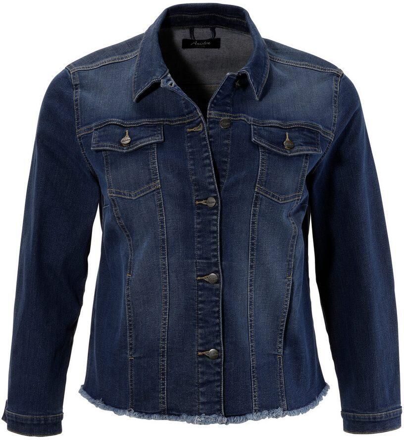 Aniston PLUS Jeansjack met gerafelde zoom