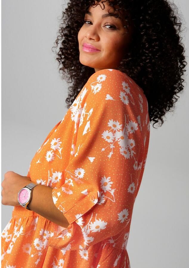 Aniston PLUS Lange blouse met bloemen en kleine stippen bedrukt - Foto 2