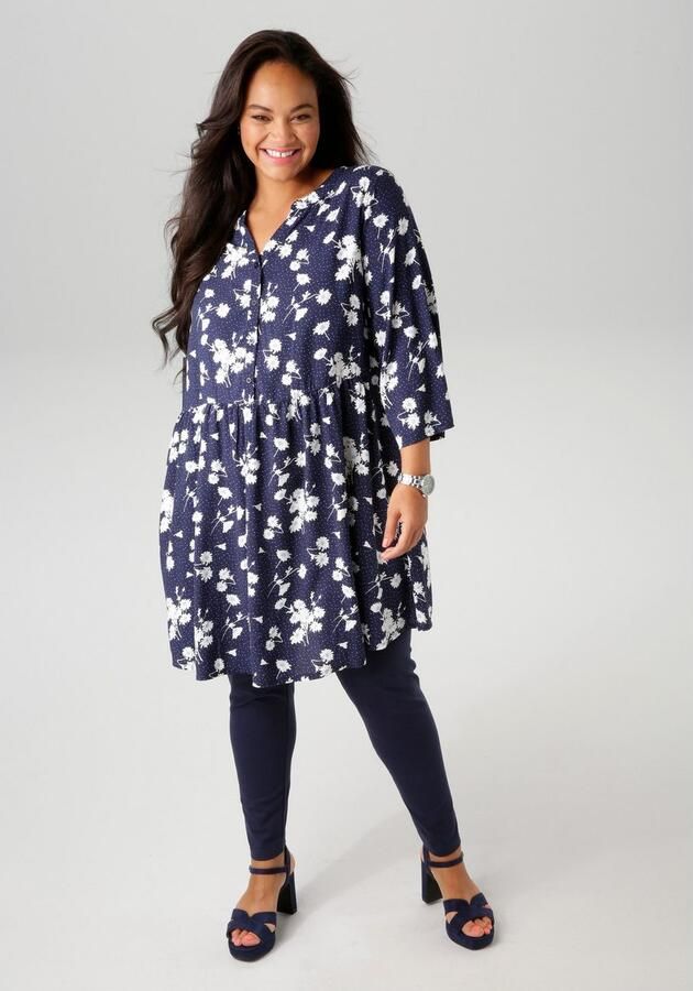 Aniston PLUS Lange blouse met bloemen en kleine stippen bedrukt - Foto 4