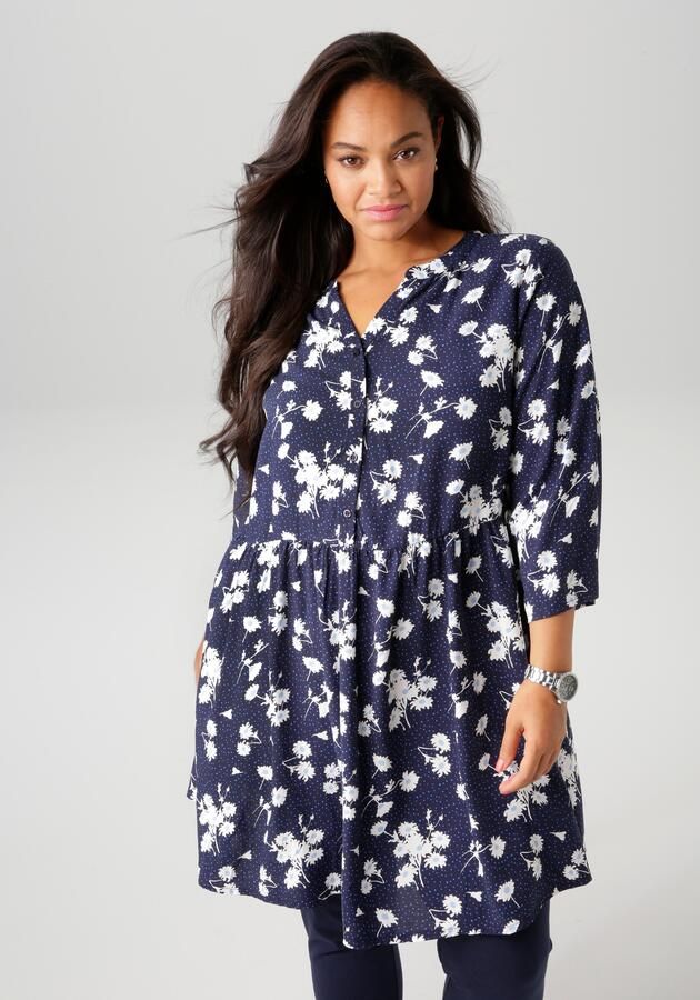 Aniston PLUS Lange blouse met bloemen en kleine stippen bedrukt - Foto 5