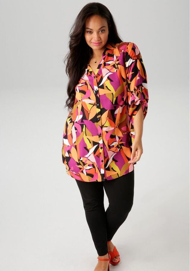 Aniston PLUS Lange blouse met grootvlak bladeren bedrukt - Foto 4