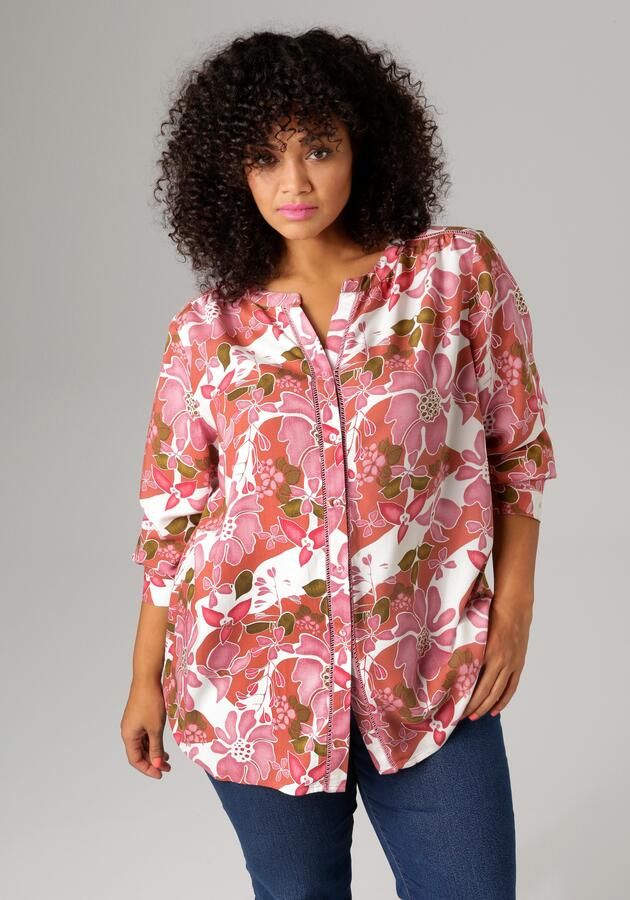 Aniston PLUS Lange blouse met haakapplicatie langs de knoopsluiting - Foto 4