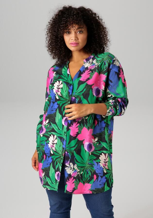 Aniston PLUS Lange blouse met tropische bloemen en bladeren bedrukt - Foto 2