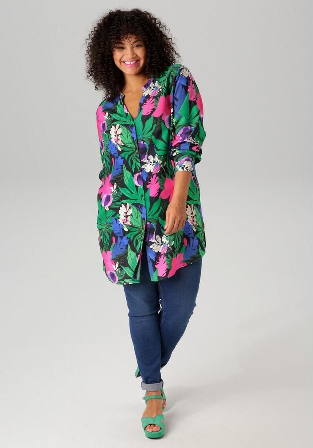 Aniston PLUS Lange blouse met tropische bloemen en bladeren bedrukt - Foto 4