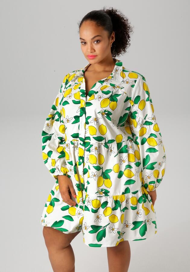 Aniston PLUS Lange tuniek in uni kleuren of met citroenprint - Foto 8