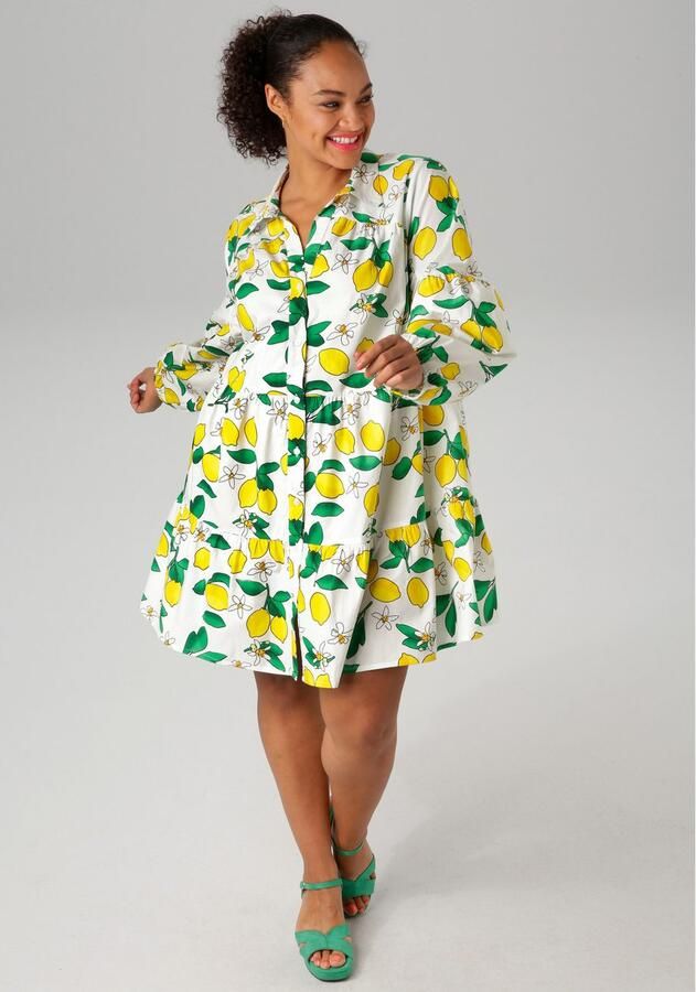 Aniston PLUS Lange tuniek in uni kleuren of met citroenprint - Foto 3
