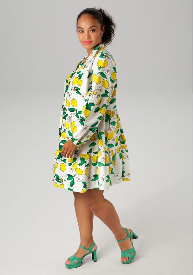 Aniston PLUS Lange tuniek in uni kleuren of met citroenprint - Foto 4