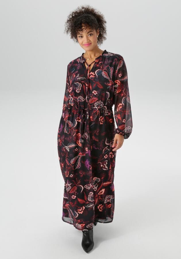 Aniston PLUS Maxi-jurk in chiffon met bloe print nieuwe collectie - Foto 9