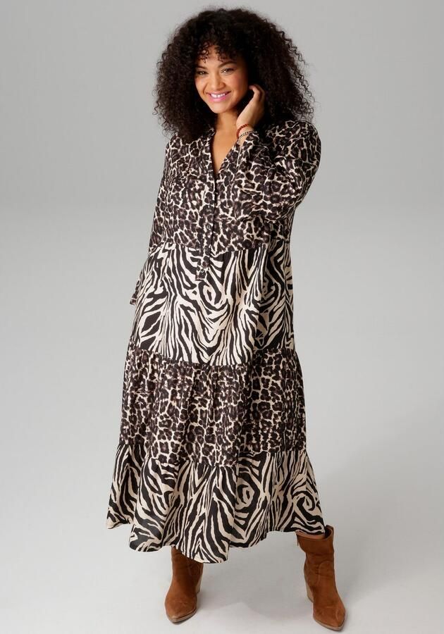 Aniston PLUS Midi-jurk in de extravagante dieren-zebra-print-mix - Foto 4