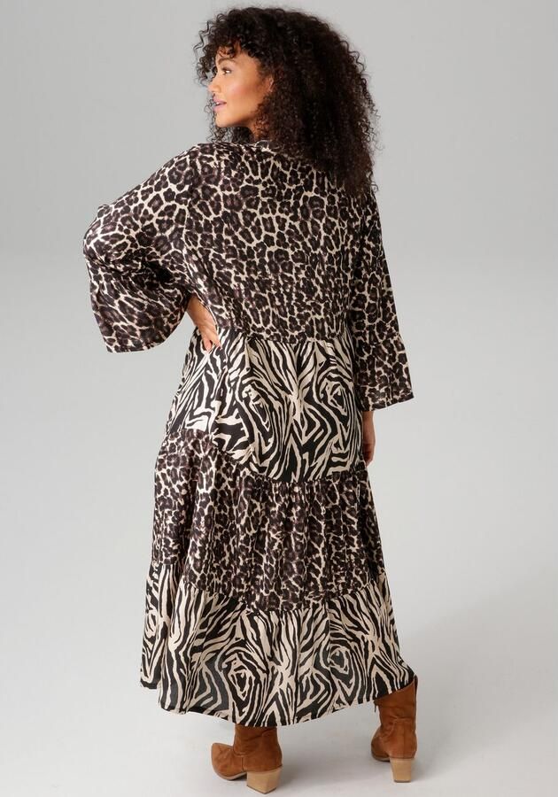 Aniston PLUS Midi-jurk in de extravagante dieren-zebra-print-mix - Foto 5