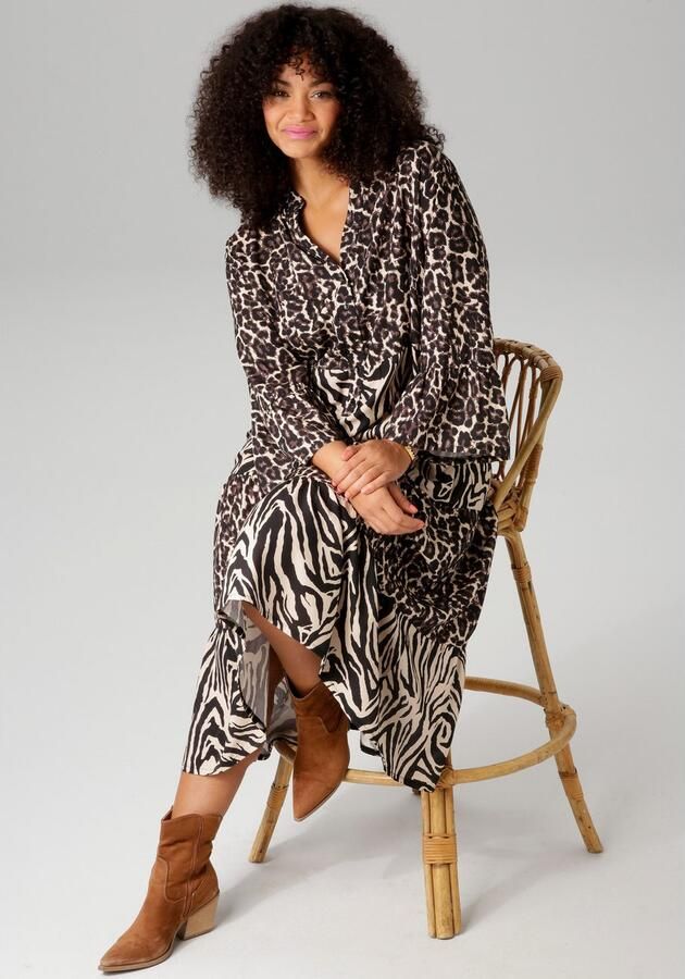 Aniston PLUS Midi-jurk in de extravagante dieren-zebra-print-mix - Foto 6