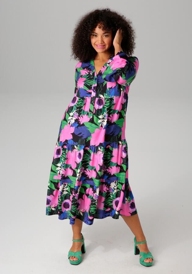 Aniston PLUS Midi-jurk met kleurrijke grootbloemige druk - Foto 8