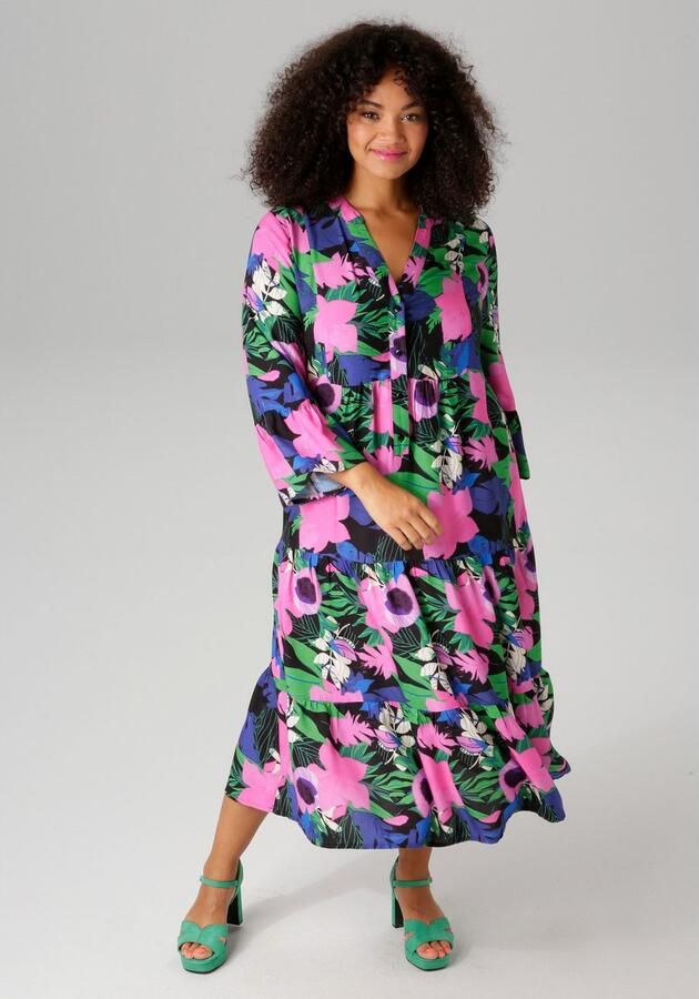 Aniston PLUS Midi-jurk met kleurrijke grootbloemige druk - Foto 5