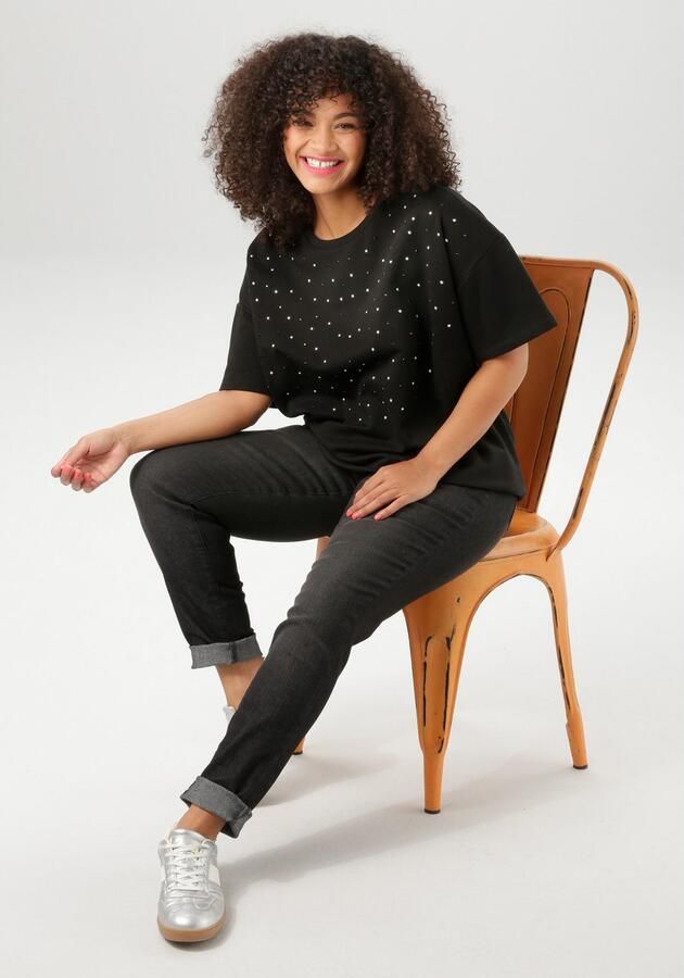 Aniston PLUS Shirt met korte mouwen versierd met applicatie van studs nieuwe collectie - Foto 6